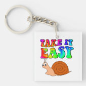 It簡単かわいい漫画カタツムリとグルービー文字 キーホルダー (正面)