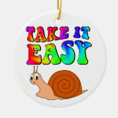It簡単かわいい漫画カタツムリとグルービー文字 セラミックオーナメント (正面)