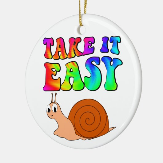 It簡単かわいい漫画カタツムリとグルービー文字 セラミックオーナメント (左)