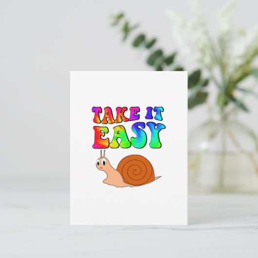 It簡単かわいい漫画カタツムリとグルービー文字 ポストカード (スタンド正面)