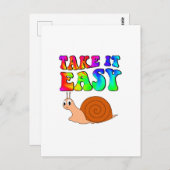 It簡単かわいい漫画カタツムリとグルービー文字 ポストカード (正面/裏面)