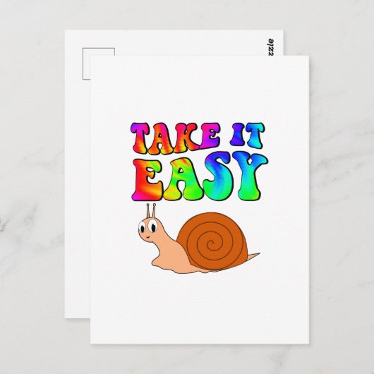 It簡単かわいい漫画カタツムリとグルービー文字 ポストカード (正面/裏面)
