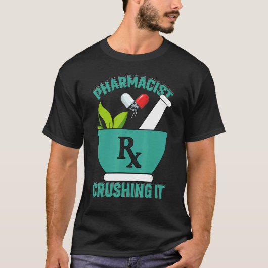 It薬局技師薬剤師の粉砕 Tシャツ (正面)