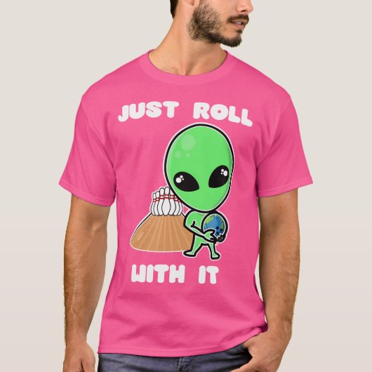 It転がでエイリアンボーリングの球場おもしろい Tシャツ (正面)