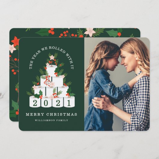 It転がとともにクリスマスの紙ツリー写真 シーズンカード (正面/裏面)