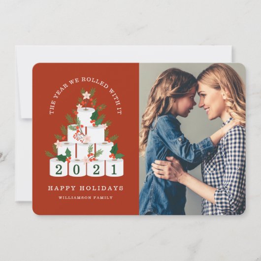 It転がとともにクリスマスの紙ツリー写真 シーズンカード (正面)