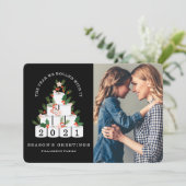 It転がとともにクリスマスの紙ツリー写真 シーズンカード (スタンド正面)