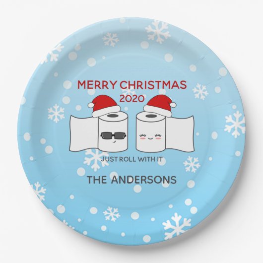 It転がトイレ紙おもしろいCovid-19 ペーパープレート (正面)