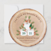 It転がトイレ紙ツリーウッドスライス写真 シーズンカード (正面)