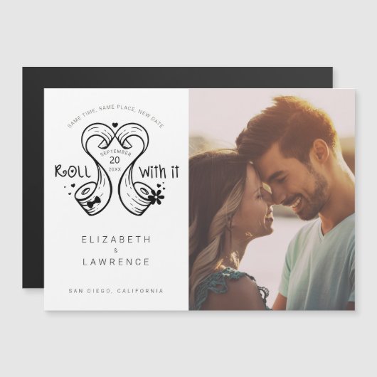 IT転が付き新郎新婦トイレ紙転が写真 (正面/裏面)