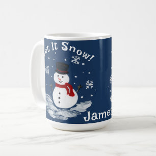 It雪の雪だるまをパーソナライズしたココア コーヒーマグカップ