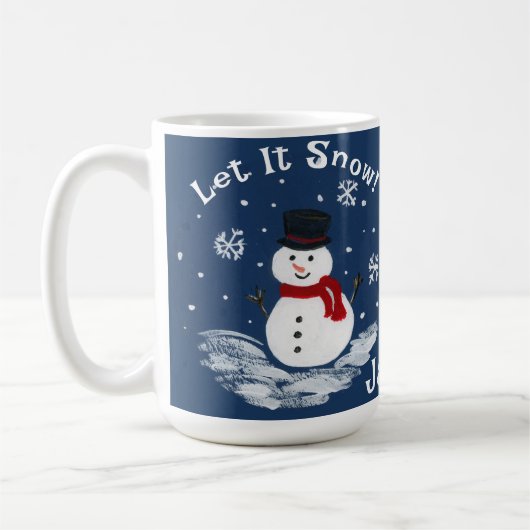 It雪の雪だるまをパーソナライズしたココア コーヒーマグカップ (左)