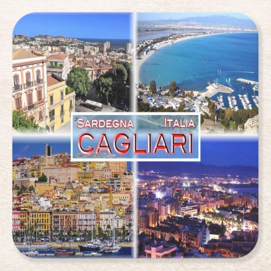 IT2027ヨーロッパ – イタリア – サルデーニャ – Cagliari - Harb スクエアペーパーコースター (正面)