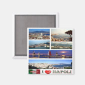 IT – イタリア – ナポリ – 私の愛 – コラージュのモザイク マグネット (正面/裏面)