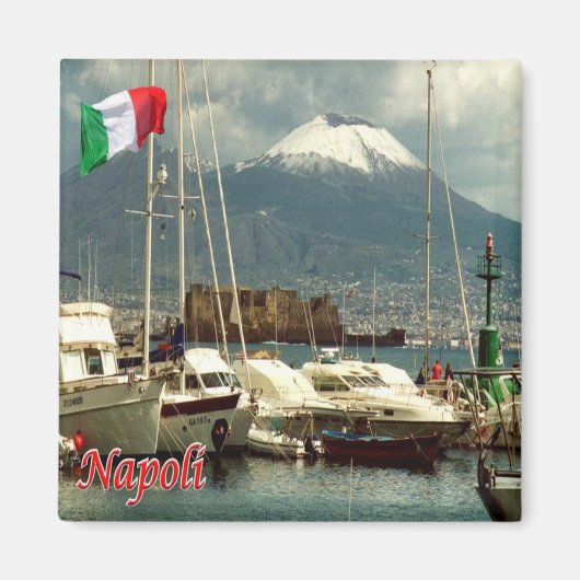 IT – イタリア – ナポリ – Vesuvius Harbor View付き マグネット (正面)