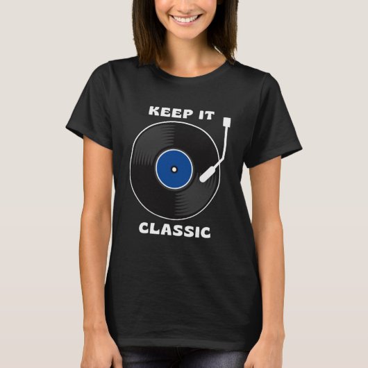 It 保DJクラシックレトロVinyl Record LP Turntabl Tシャツ (正面)