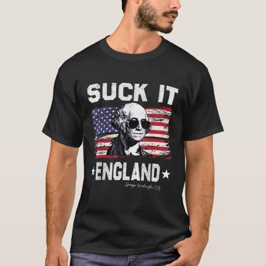 It 吸Englandおもしろい 7月4日George Washingto Tシャツ (正面)