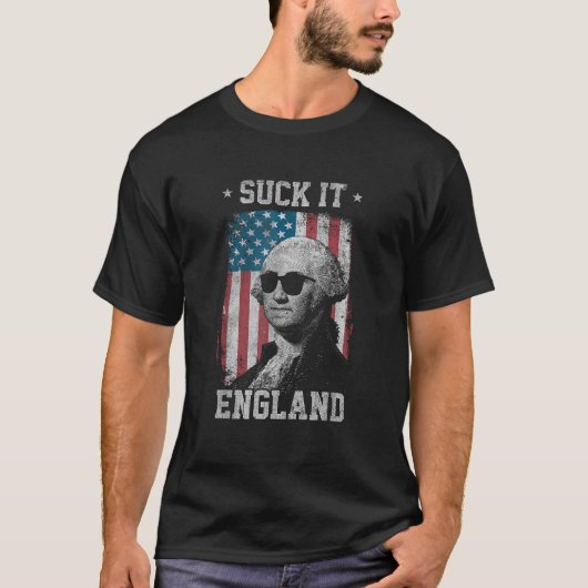 It 吸Englandおもしろい 7月4日George Washingto Tシャツ (正面)