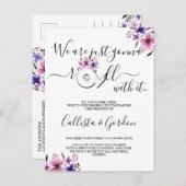 It 転が Pink Purpleフローラで日付を変更 案内ポストカード (正面/裏面)