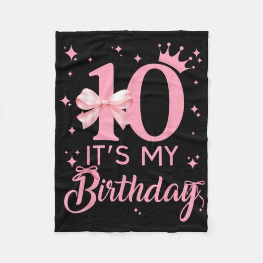 It's私の10誕生日審美的ピンクボウコケ フリースブランケット (正面)