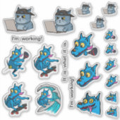 IT Cat and Quircky the blue dog. シール (正面)