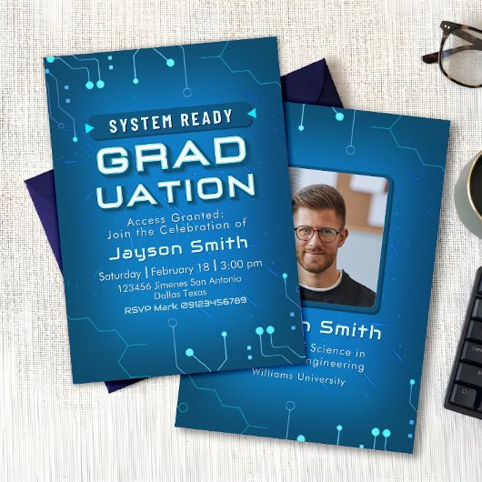 IT - Computer Science Graduation with Photo 招待状