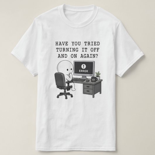 IT Crowd ユーモアTシャツ 再起動で解決 Tシャツ (デザイン正面)