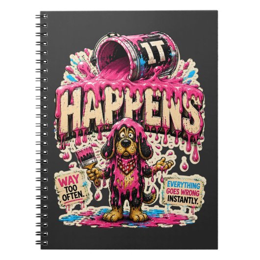 IT Happens パーソナライズド 楽しい IT ユーモア ノートブック (正面)
