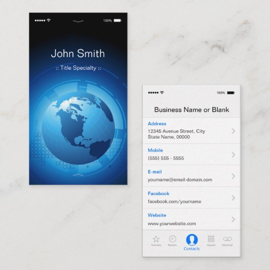 IT - iPhone iOSカッコいいデザイン 名刺 (正面/裏面)