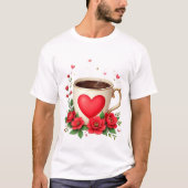 It Is Coffee Time With Mug And Red Hearts Tシャツ (正面)