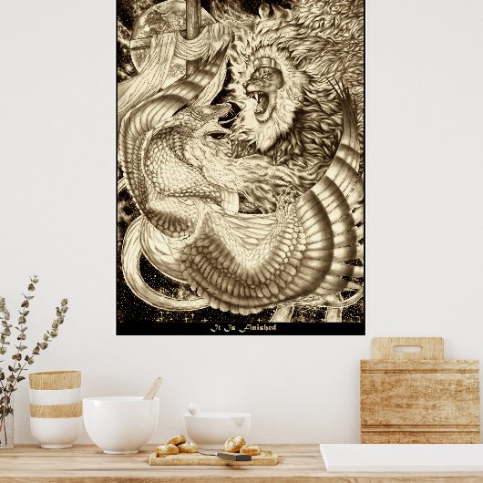 IT IS FINISHED - Lion Of Judah Vs. Winged Serpent ポスター (キッチン)