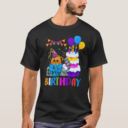 It Is My Birthday Cat and Kitten Party Day Girls a Tシャツ (正面)