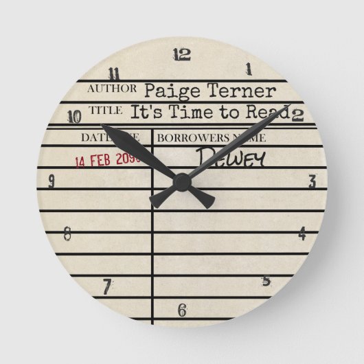 「It is To読」 Library Due Card Clock(ライブラリの期限切れのカード時 ラウンド壁時計 (正面)