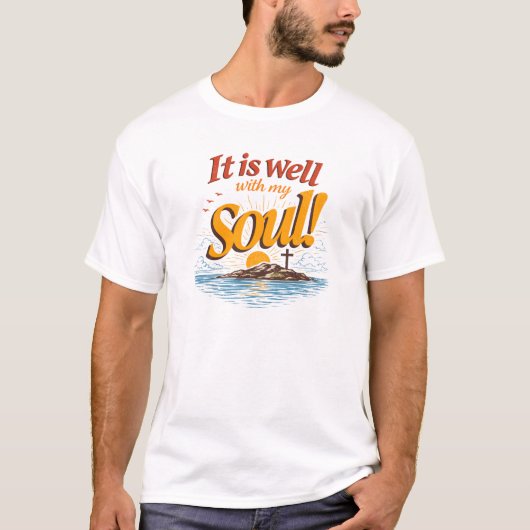 It Is Well With My Soul Christian Sunset Design Tシャツ (正面)