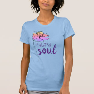 It Is Well With My Soul Floral Faith Quote Modern Tシャツ