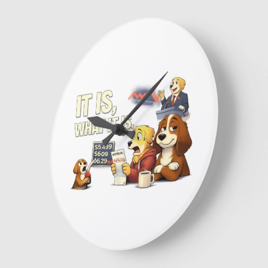 It Is What It Is – Funny Dog Illustration  ラージ壁時計 (傾斜)