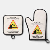 It May Be Counterintuitive Always Look Down Invest 鍋つかみ&鍋敷きセット (正面)