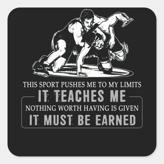 It Must Be Earned Wrestling Sport スクエアシール (正面)