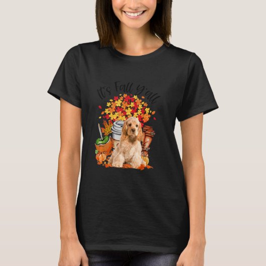 It S秋Yオールコッカースパニエル犬パンプキン秋秋 Tシャツ (正面)