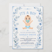 It’s a Blue Baby Boy Baby Shower Invitation 招待状 (正面)