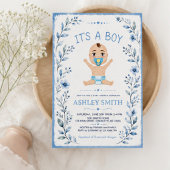 It’s a Blue Baby Boy Baby Shower Invitation 招待状