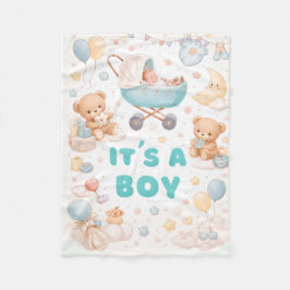 It’s a Boy Baby Announcement Design フリースブランケット