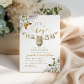 It’s a Boy Baby in Bloom Neutral Clothesline 招待状