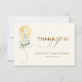It’s A Boy Baby Shower –Gold Balloon & Greenery サンキューカード (正面)