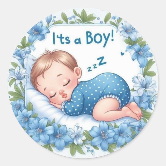 It’s a Boy Baby Shower Sticker ラウンドシール (正面)