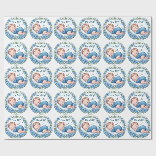It’s a Boy Baby Shower Sticker ラッピングペーパー (フラット)