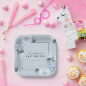 It’s A Boy Blue Floral Baby Shower  ペーパープレート (パーティー)