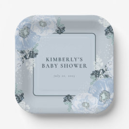 It’s A Boy Blue Floral Baby Shower  ペーパープレート
