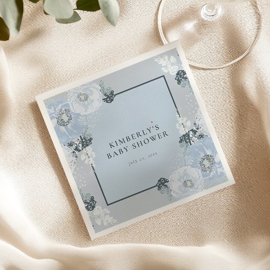 It’s A Boy Blue Floral Baby Shower Paper Napkins スタンダードカクテルナプキン