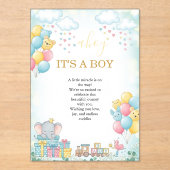 It’s a Boy Cute Baby Shower Invitation Card アクリル招待状 (正面)